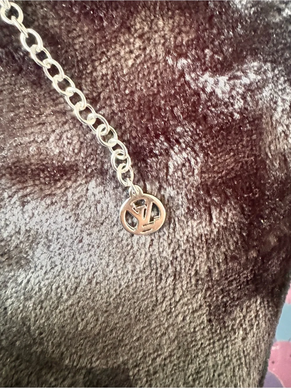 Louis Vuitton Crystal-Studded LV Pendant Necklace in Silver